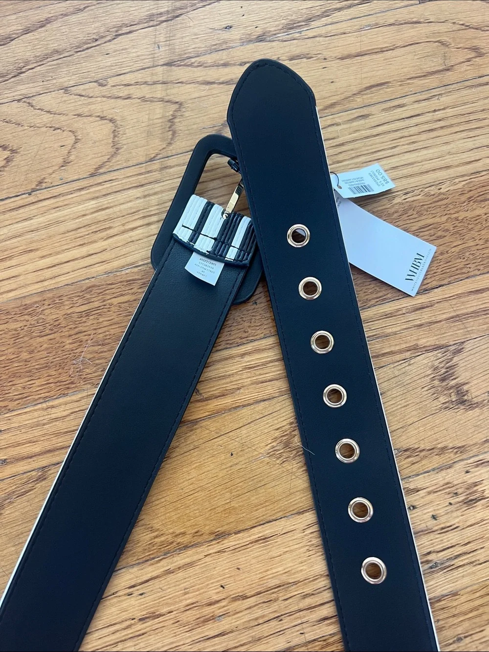 NWT White House Black Market Striped Black & White Belt